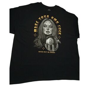 DGM Mens Make Your Own Luck Chicana Clown 8-Ball Graphic T-Shirt Black 2XL